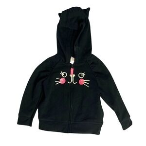 Circo Toddler Girls Black Kitty Cat Zip Up Hoodie with‎ 3D Ears 18M